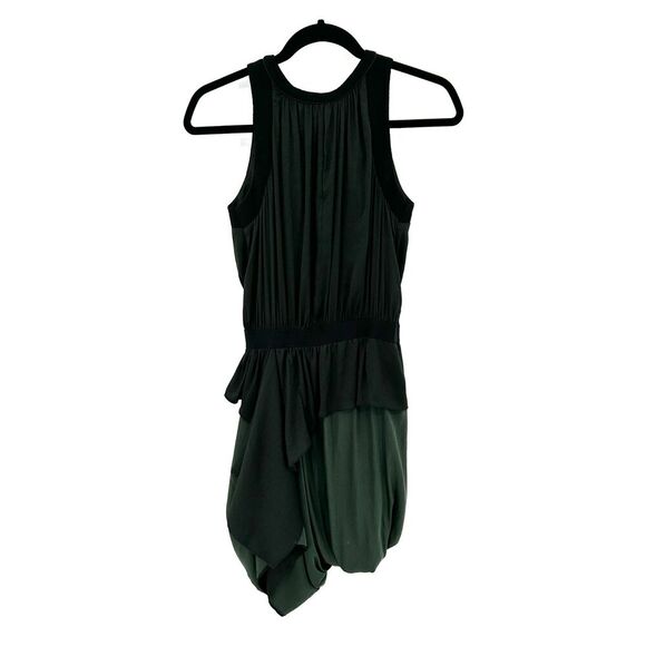 A.L.C. Black Green Draped Asymmetrical Key Hole Sleeveless Mini Dress Size XS - Picture 1 of 9